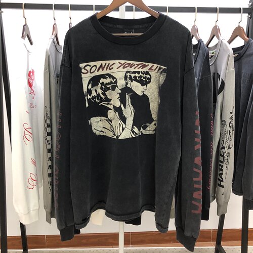 Saint Michael 1990柯本巡演SONIC YOUTH x NIRVANA做旧长袖T恤