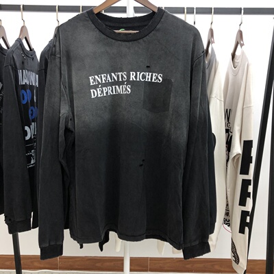 ERD忧郁的富二代25SS阴影口袋限定洗水做旧破坏休闲长袖T恤男女