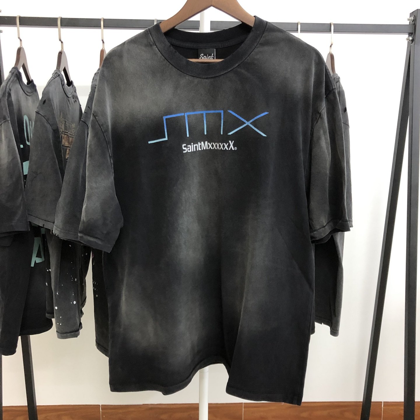 Saint x SONY PS5 恶搞索尼限定洗水做旧破坏短袖T恤男女潮