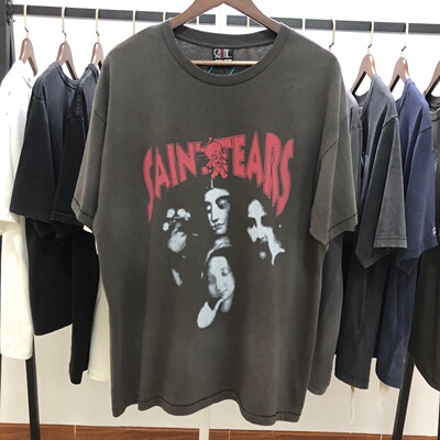 Saint Michael联名Denim Tears人像天使短袖vintage高街复古T恤男