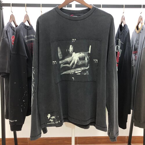 ERD忧郁的富二代 FW26“生化通缉令“拼接水洗复古做旧长袖T恤