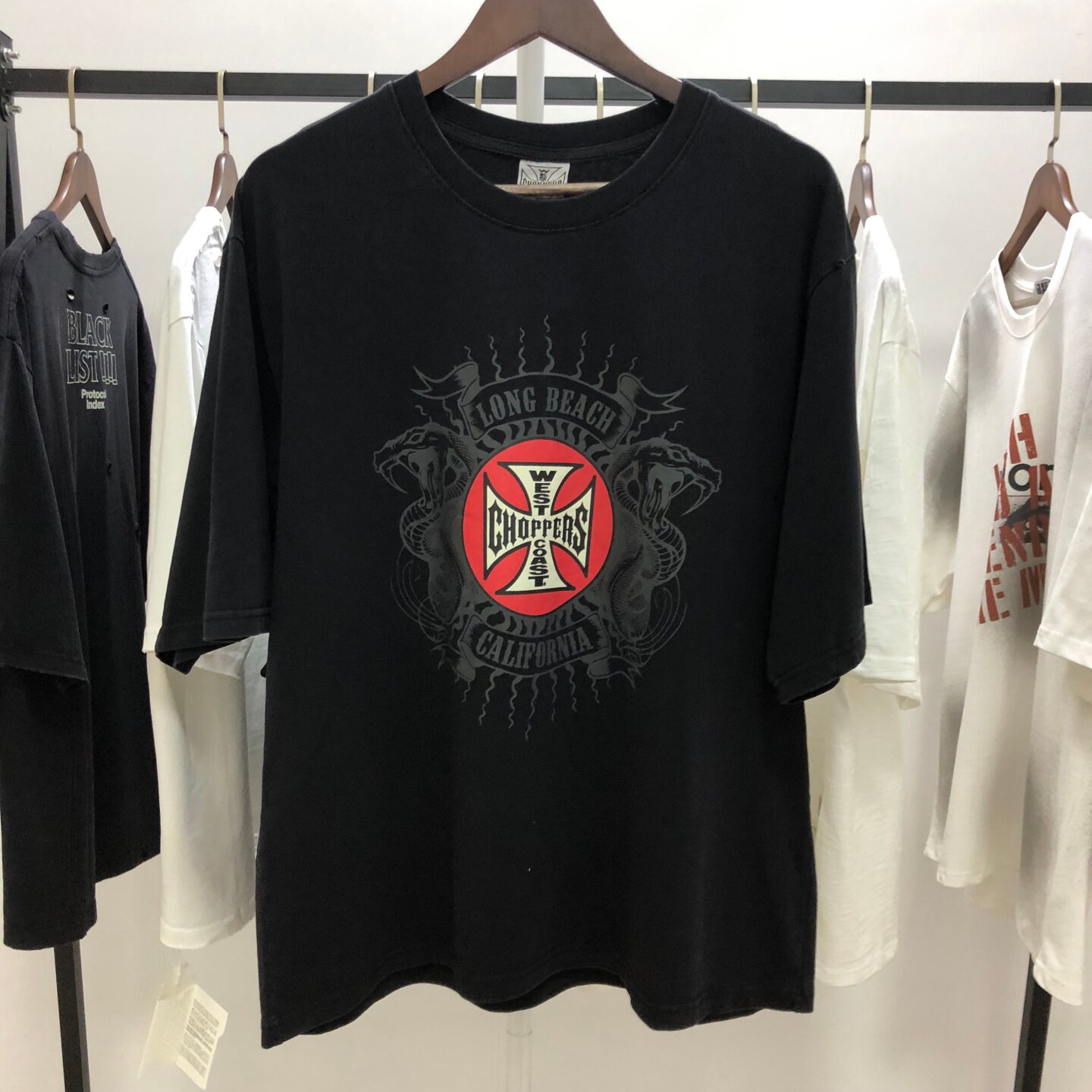 West Coast Choppers双蛇缠绕十字图腾印花街头休闲宽松短袖T恤潮