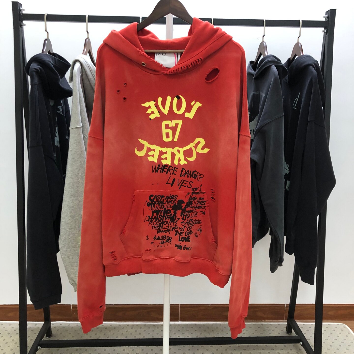 PALY Hollywood Love Street '67涂鸦洗水做旧连帽卫衣帽衫男女潮