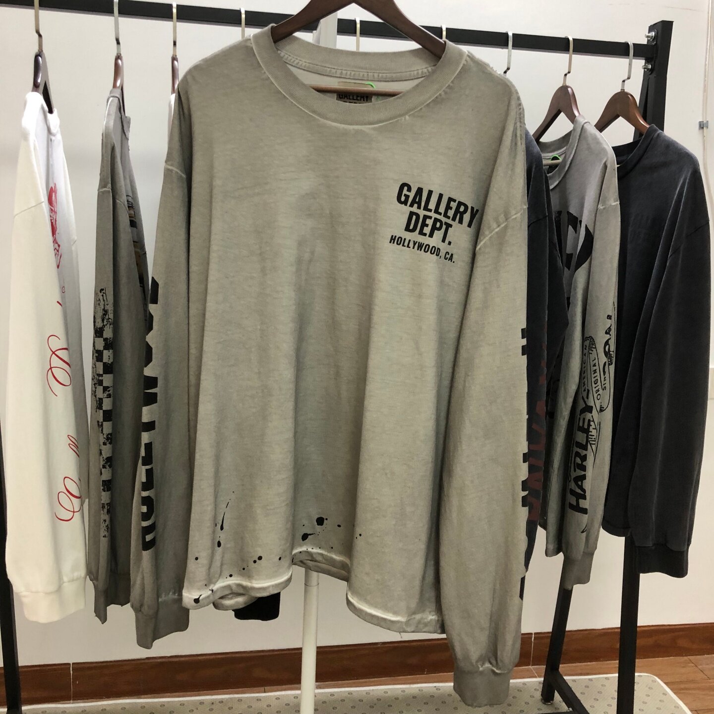 GALLERY DEPT Hollywood 限定街头宽松泼墨洗水做旧长袖T恤男女潮
