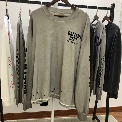 GALLERY DEPT Hollywood 限定街头宽松泼墨洗水做旧长袖T恤男女潮