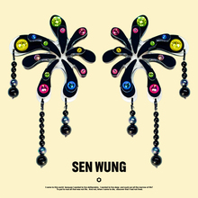 SEN WUNG【烟花之火】黑色彩钻烟花耳钉原创设计手绘珍珠吊坠耳夹