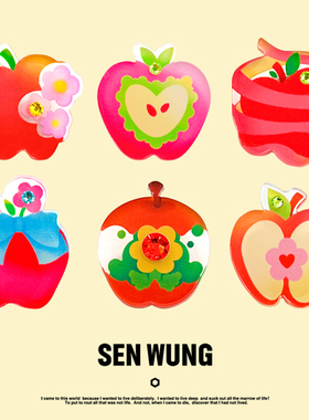 SEN WUNG【可爱乐园】可爱苹果耳钉水钻原创设计可爱手绘耳夹