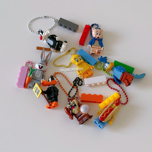 韩系ins风简约高级感撞色积木卡通玩偶钥匙扣包包挂件airpods配饰