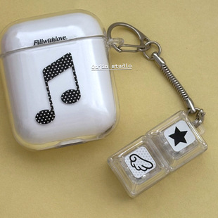 音符波点搭配发光星星翅膀按键挂饰适用airpods4代软壳3代 韩系ins同款 pro2无线苹果蓝牙耳机保护套防摔透气