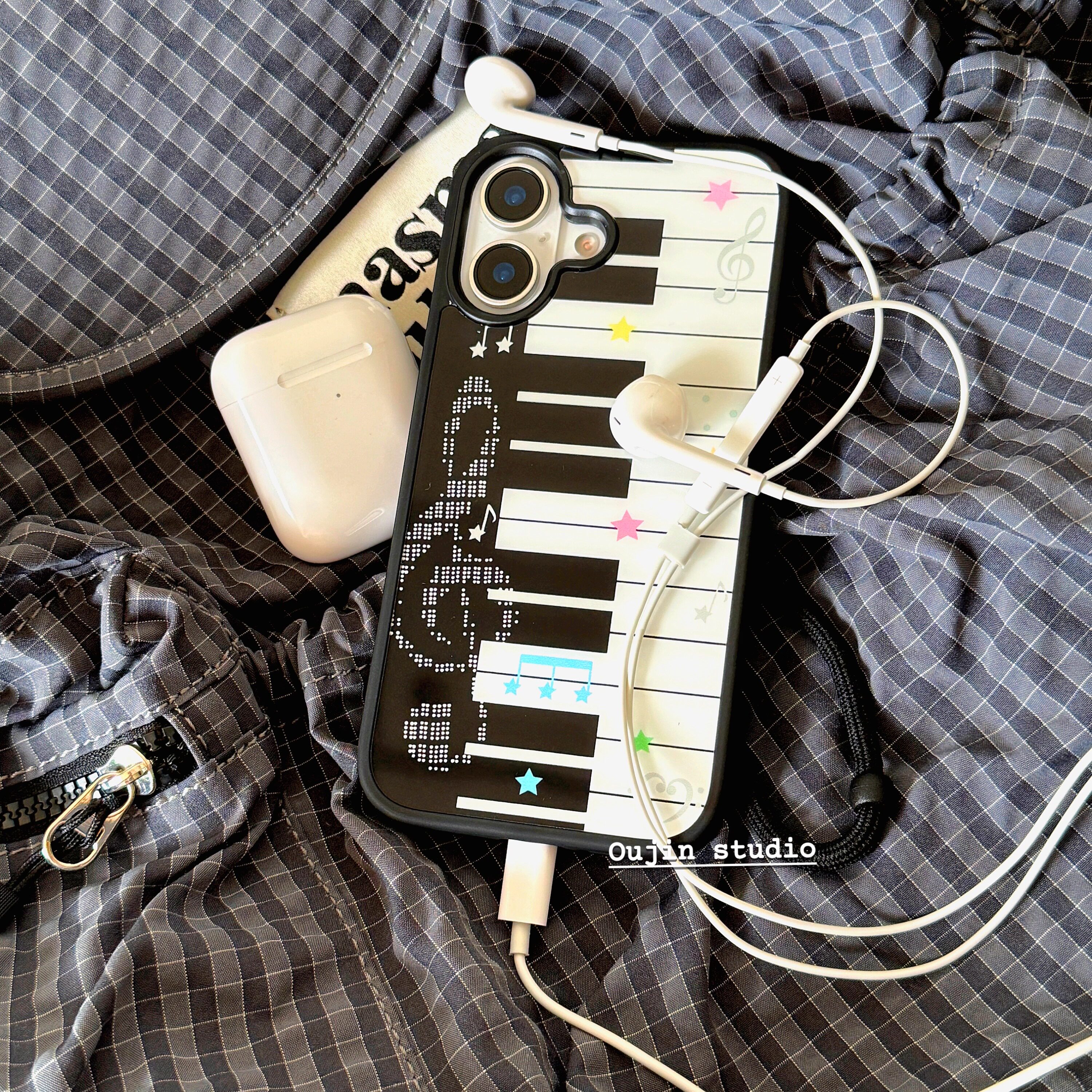 韩系ins风小众设计可爱钢琴艺术生法式键盘星星插画手机壳iphone17/16promax/15pro/14/13黑边苹果手机壳套,3C数码配件,手机保护套/壳,淘宝优惠券,粉丝福利购,淘宝优惠卷
