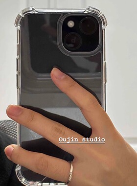 韩系ins风小众简约透明亚克力气垫手机壳i透明iphone17/16promax/15pro/14/13防摔防滑加厚保护套苹果手机壳