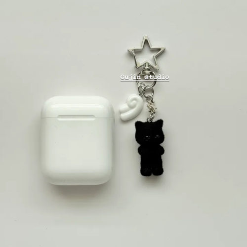 韩系超可爱软萌黑色植绒钥匙扣