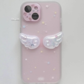 个性 气质壳iphone17 韩系ins风简约古早少女天使翅膀雾面梦幻星星博主同款 15promax14 13透白苹果手机壳