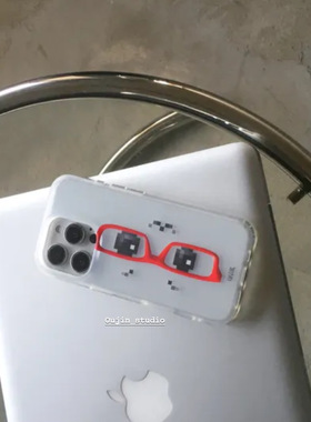 韩系ins风小众设计趣味复古搞怪像素眼镜手机壳iphone16promax/15pro/14/13/12半透磨砂软壳苹果17保护套