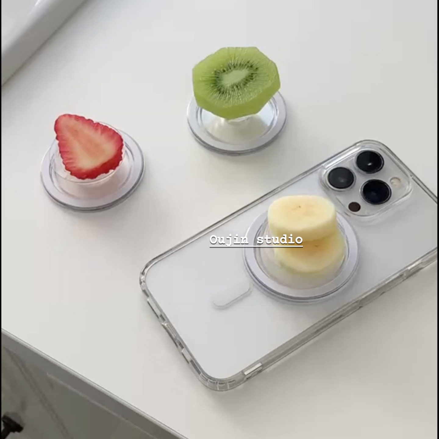 韩系ins风简约清新高级感水果磁吸支架适用手机壳桌面百搭可爱