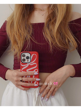韩系ins风新年喜庆红色甜美少女丝带适用苹果17/16/15pro/14promax/13/12/11手机壳菲林二合一硬壳防摔保护套