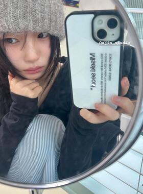 韩系ins博主同款简约英文字母联名款黑边手机壳适用iphone16promax/15p/4/13苹果11保护套全包