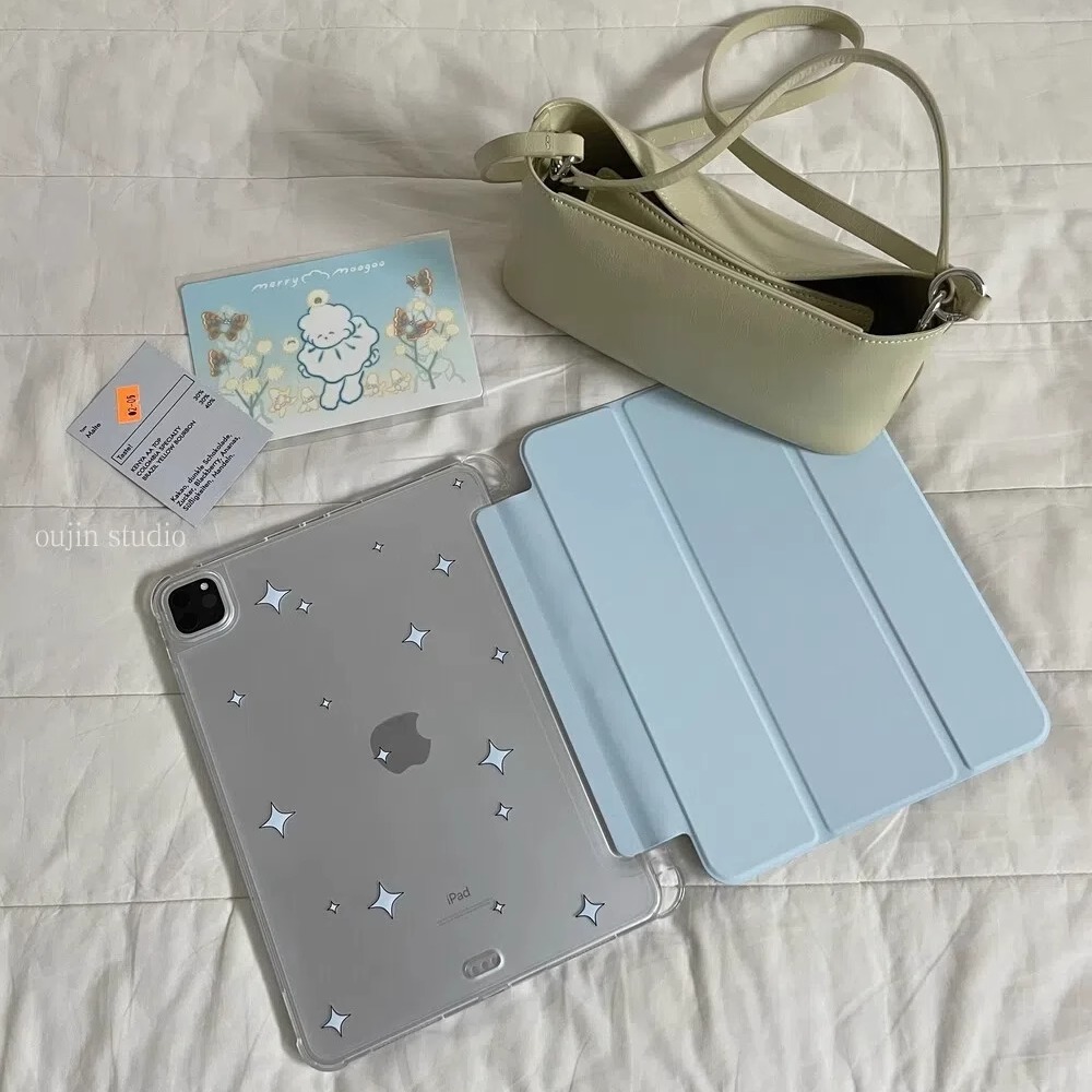 韩国ins少女心浪漫星图案适用2025iPad保护壳华为iPad10.2保护套air6/11英寸平板套防摔软壳带笔槽支架新款