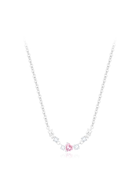 PRETTY DIARY 幻梦心月 怦然心动 粉色锆石闪钻爱心项链
