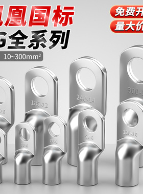 凤凰国标加厚铜鼻子JG10/16/25/35/50/70/195接线鼻子线耳铜接头