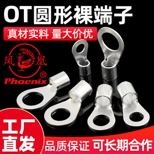 OT裸端子凤凰国标加厚紫铜线鼻子冷压接线端子圆形线鼻子电线接头