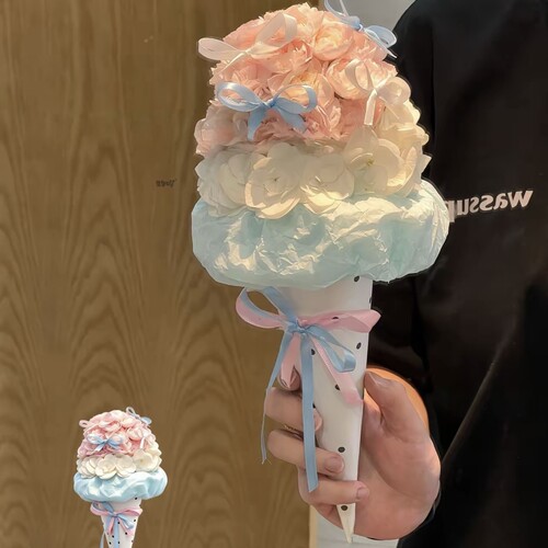 冰淇淋香皂花花束成品摆件装饰创意甜筒杯送情人节生日礼物伴手礼