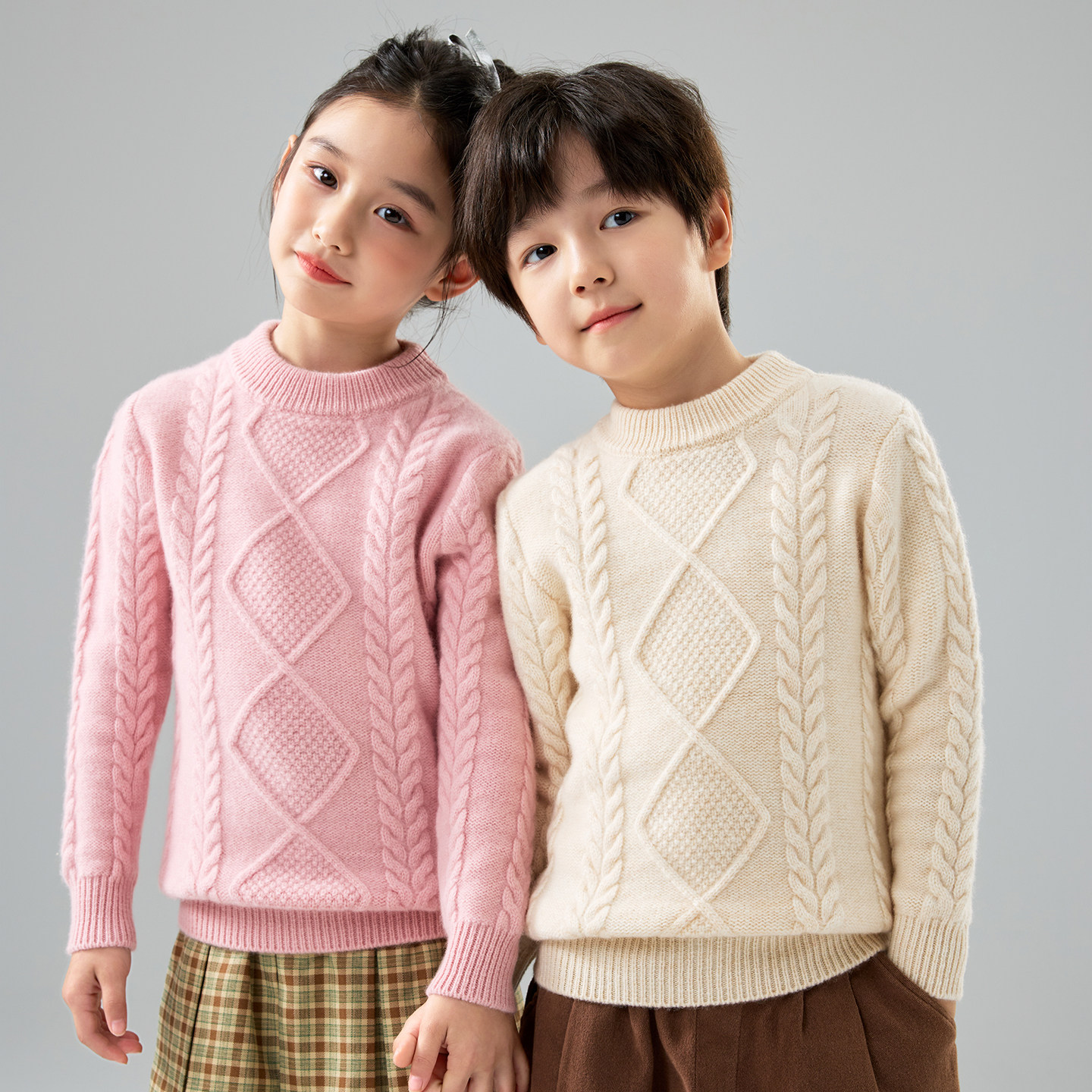 2025秋冬新款儿童羊毛衫100%男女童加厚麻花套头毛衣打底羊绒衫