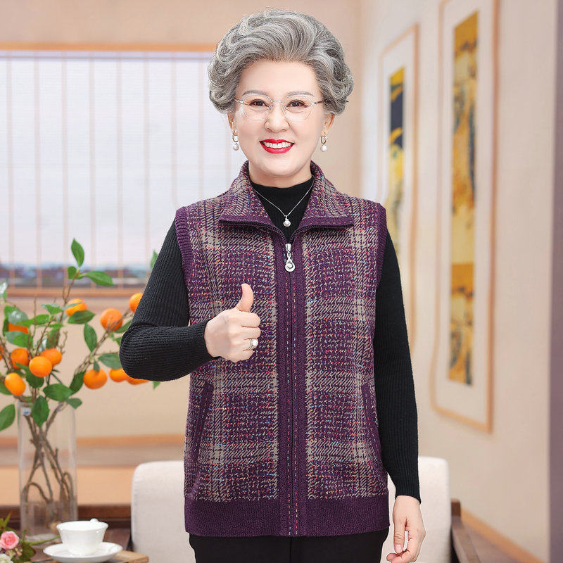 中老年女装开衫坎肩马甲