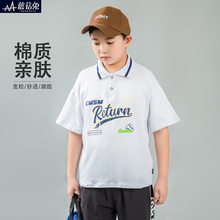 简约百搭 胖男童翻领T恤夏季 纯棉吸汗加肥加大码 中大童短袖 Polo衫