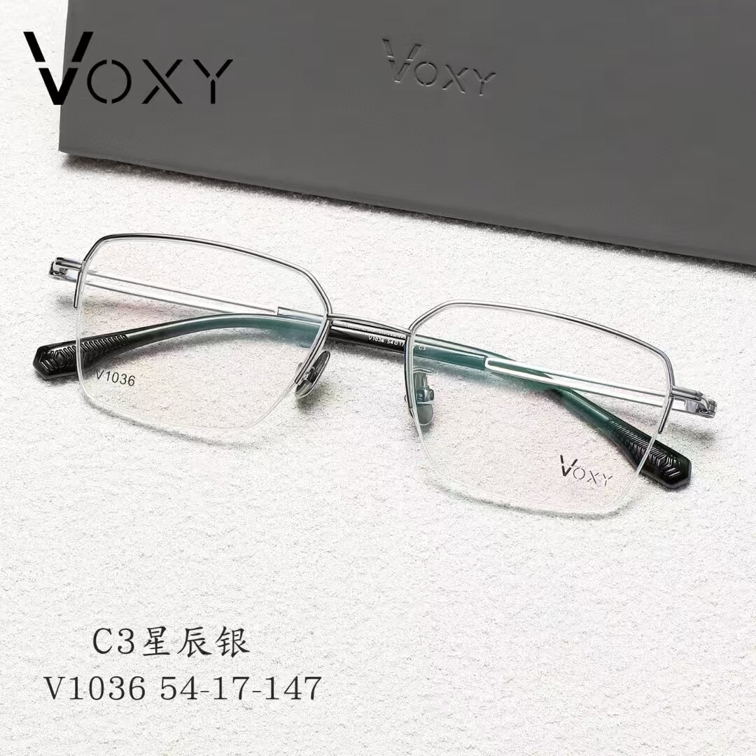 纯钛近视眼镜半框商务
