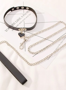 趣情内衣性感暗示项圈女皮质颈带诱惑脖子饰品带牵引绳女仆锁骨链