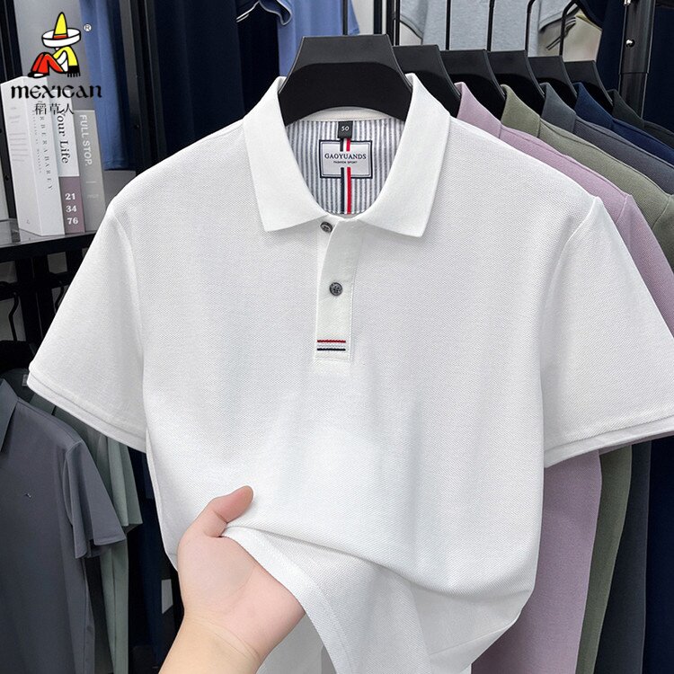 稻草人男士短袖polo衫新疆棉夏季翻领商务休闲T恤衫男装上衣