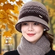 秋冬季 女士毛线帽中老年妈妈冬天保暖兔毛针织帽加绒老人帽子奶奶