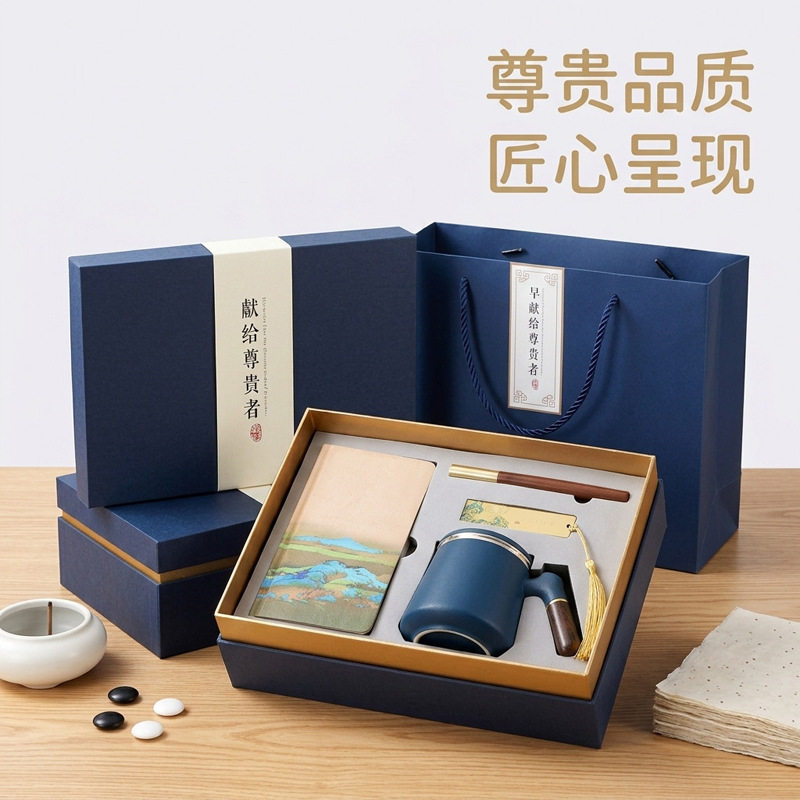 千里江山陶瓷茶漏杯伴手礼盒套装 大学校庆公司会务活动高档礼品