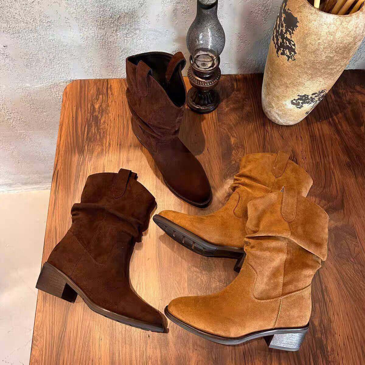 802新款复古百搭粗跟短筒秋冬时髦女骑士靴2,女鞋,骑士靴,淘宝优惠券,粉丝福利购,淘宝优惠卷