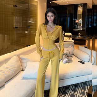 抽绳长裤 HELEN 抹胸帽衫 黑科技锁温保暖三件套女修身 莱赛尔磨毛