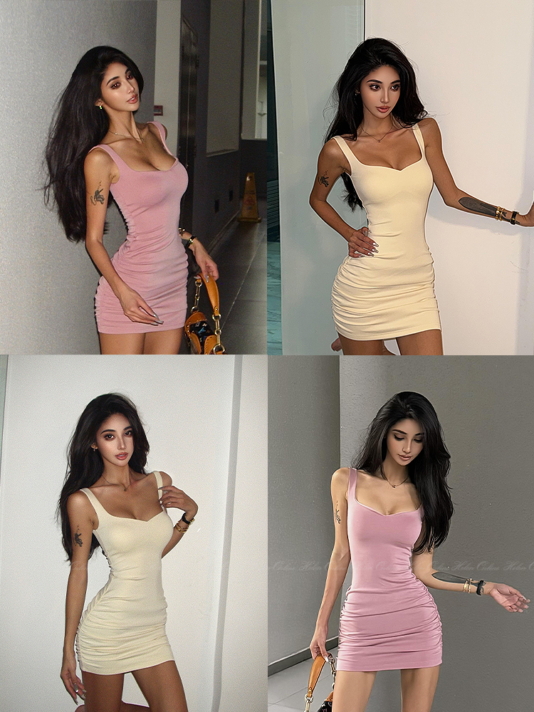 "Super Touch! with Chest Pad" Cooling Air Layer Sexy Slimming Hip Enhancing Dress Women