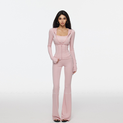 高级感休闲运动连帽衫长裤三件套