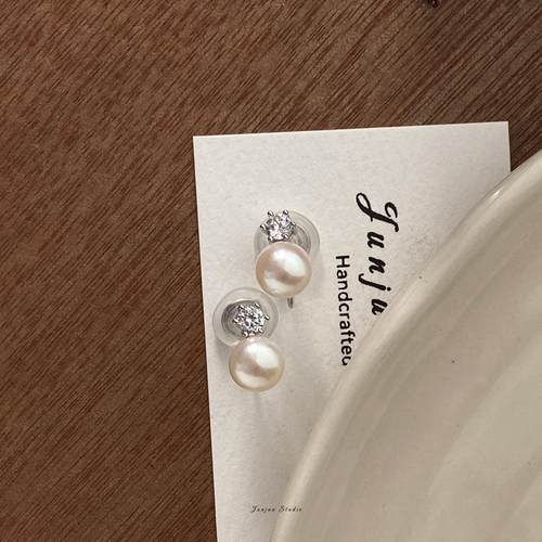 回馈价！戴妃银针淡水耳钉耳夹