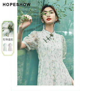 夏季 红袖 国风印花织带连衣裙 日常价