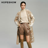 日常价 红袖 冬新款 女装 落肩单排扣V领针织开衫