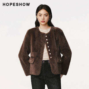 【日常价】红袖冬新款女装皮毛一体仿水貂环保短皮草