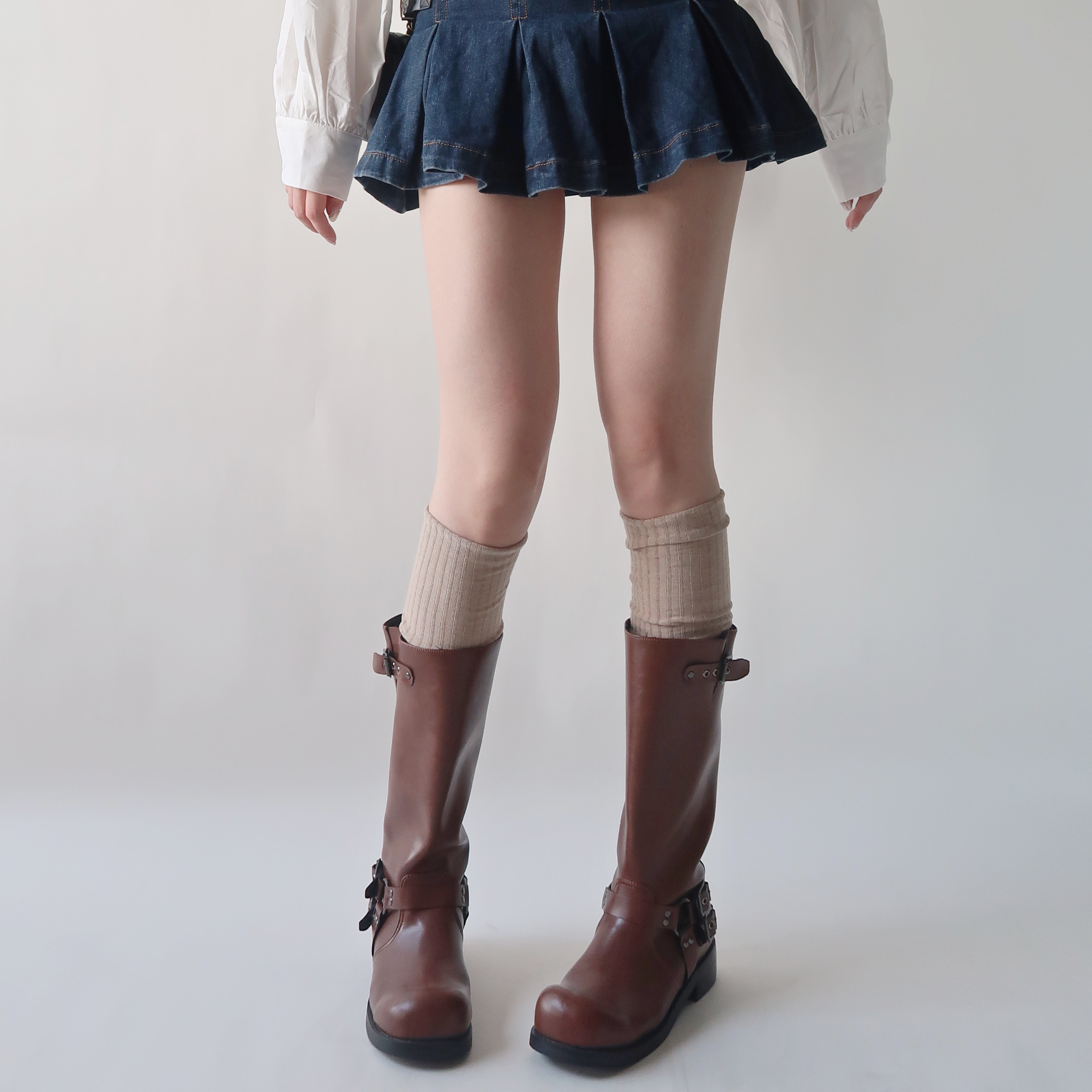 袜子靴袜堆堆袜女简约时尚高筒