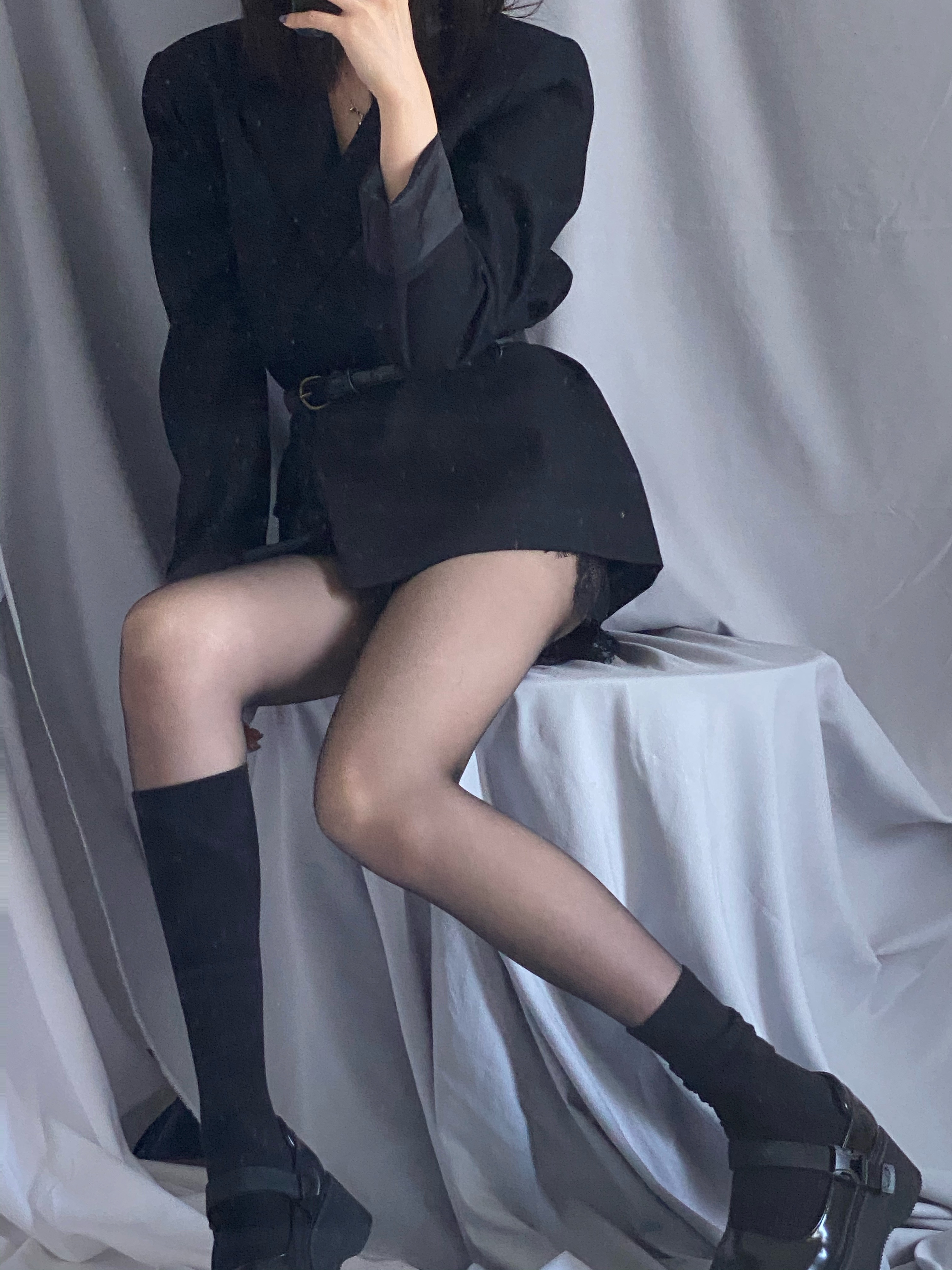 配靴子辣妹蹦迪JK制服黑丝袜女