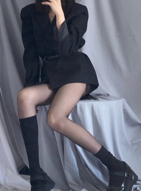 配靴子的黑丝袜女防勾丝 辣妹蹦迪学姐JK制服搭配丝袜连裤袜薄款