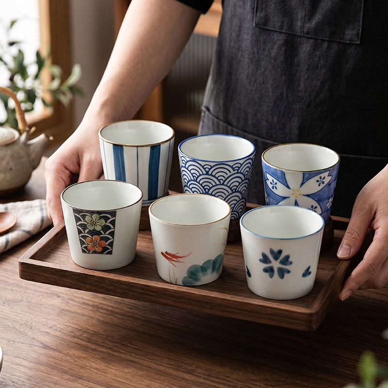 日式田园和风陶瓷茶杯茶具樱花杯子喝水水杯家用套装手绘围炉茶杯