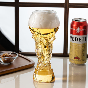 创意加厚玻璃大容量啤酒杯子世界足球杯大力神杯酒吧杯果汁杯水杯