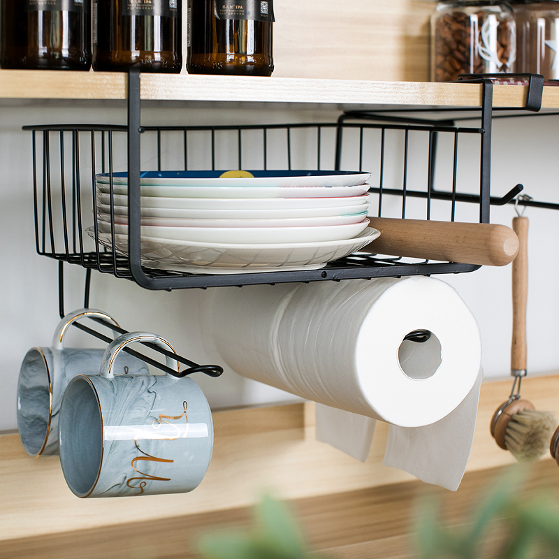 厨房墙上铁艺置物架收纳碗盘子