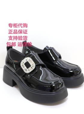 卡迪娜2026年春新款女鞋KS264302英伦风厚底乐福鞋女水钻超轻舒适