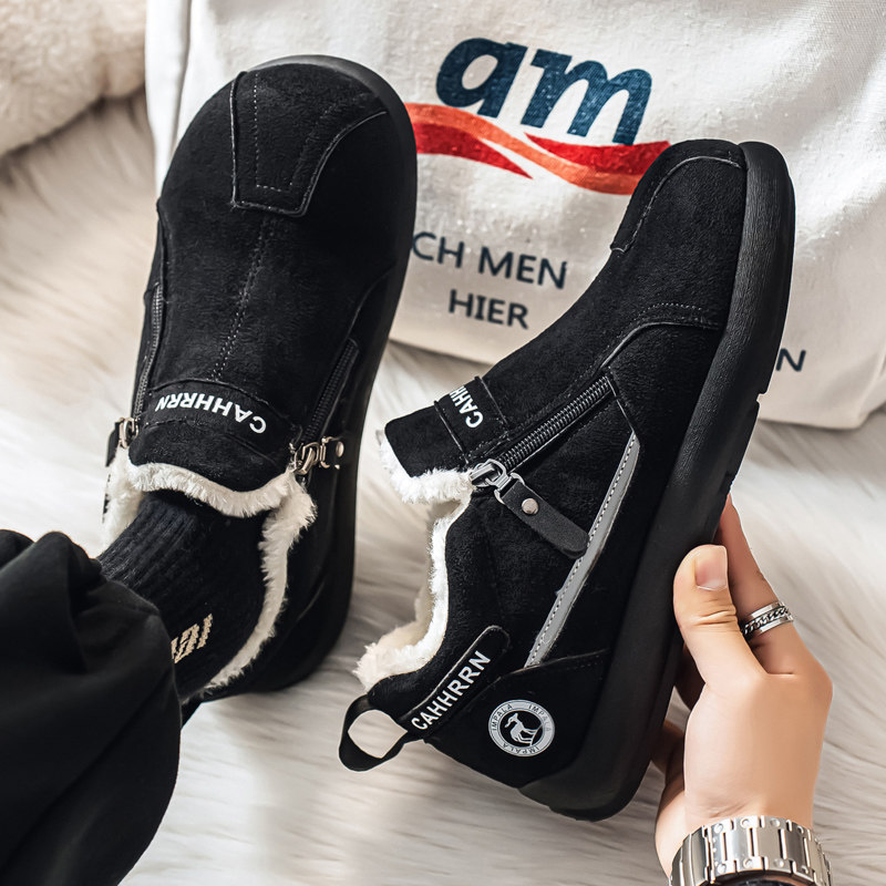 棉鞋男款2026新款冬季加绒保暖勃肯鞋测拉链一脚蹬东北加厚雪地靴,流行男鞋,棉鞋,淘宝优惠券,粉丝福利购,淘宝优惠卷